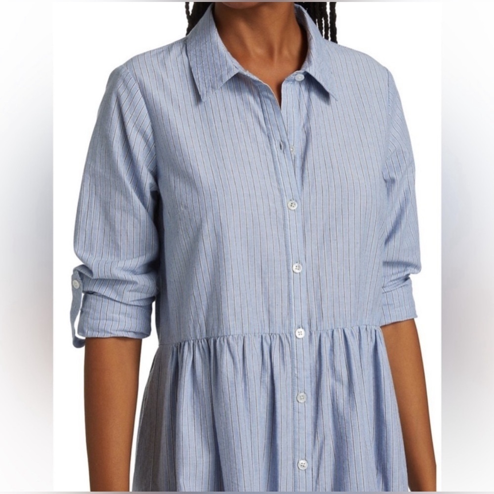 VERONICA BEARD Jemila Tiered Cotton Mini Shirt Dress - Picture 5 of 15